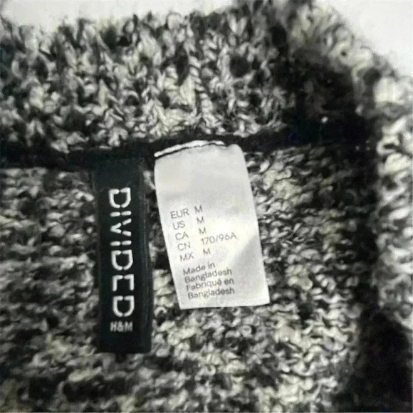 H&M Divided Women's M Black and White Marled Knit Pullover Sweater Long Sleeve - Picture 3 of 9